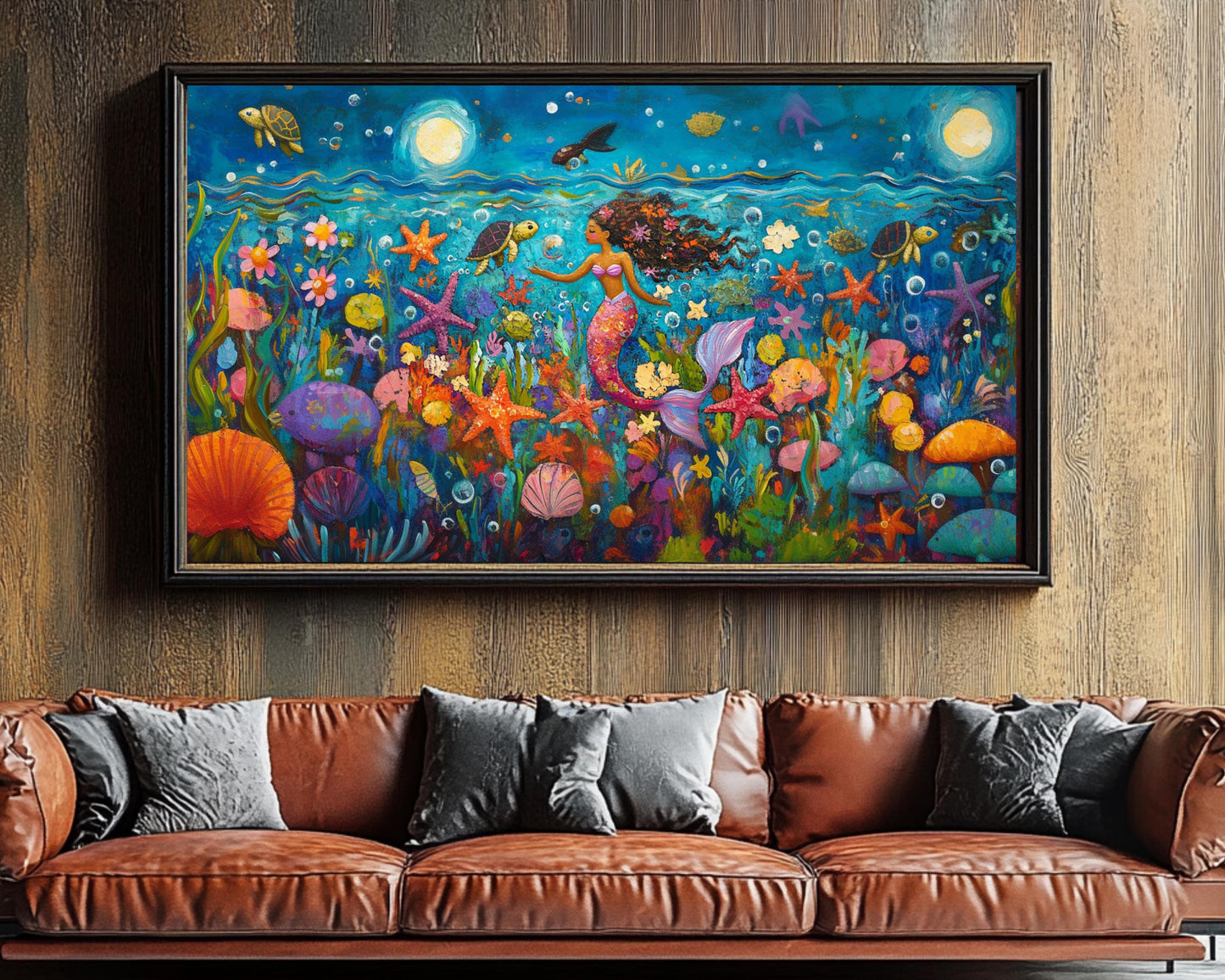 Playful Mermaid Canvas Art | Vibrant Ocean Scene