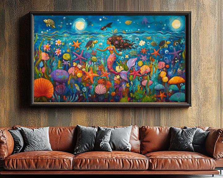 Black Mermaid African American Wall Art Canvas Print