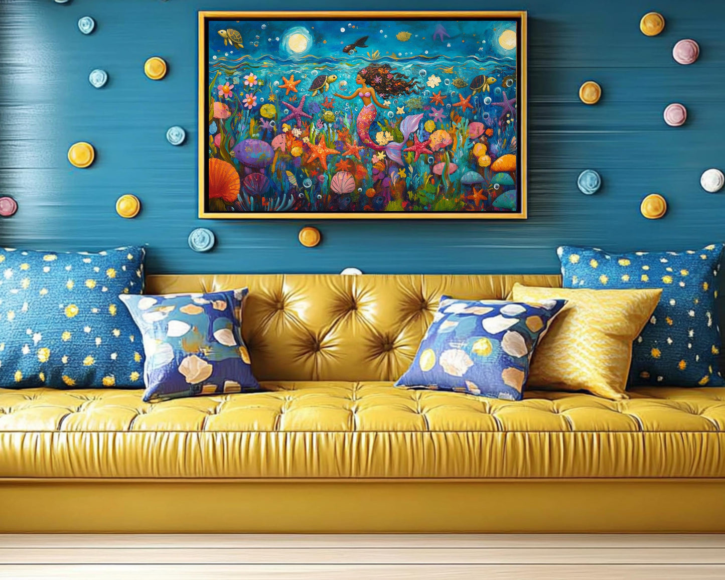 Playful Mermaid Canvas Art | Vibrant Ocean Scene