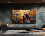 Roaring Lion Floral Black Caribbean wall art for home decor