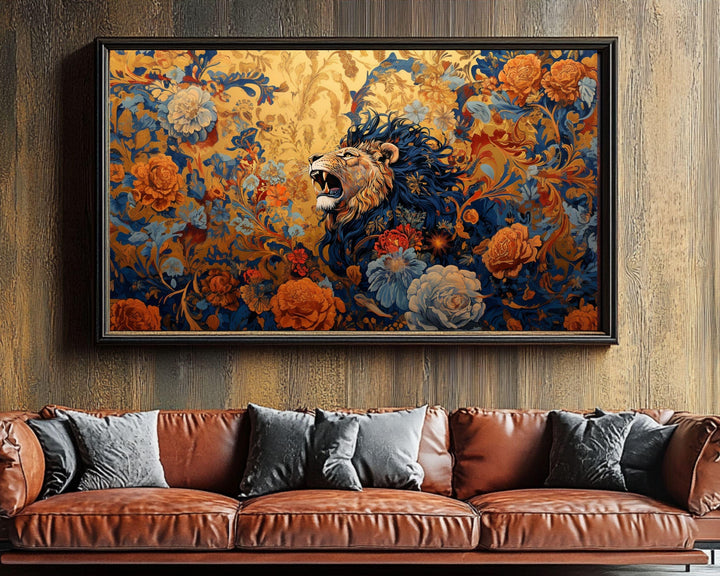 Roaring Lion Floral Black Art African American Wall Art