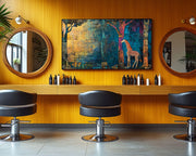 Giraffes Abstract Trees Black African American abstract art canvas print by MoomZee Artwork