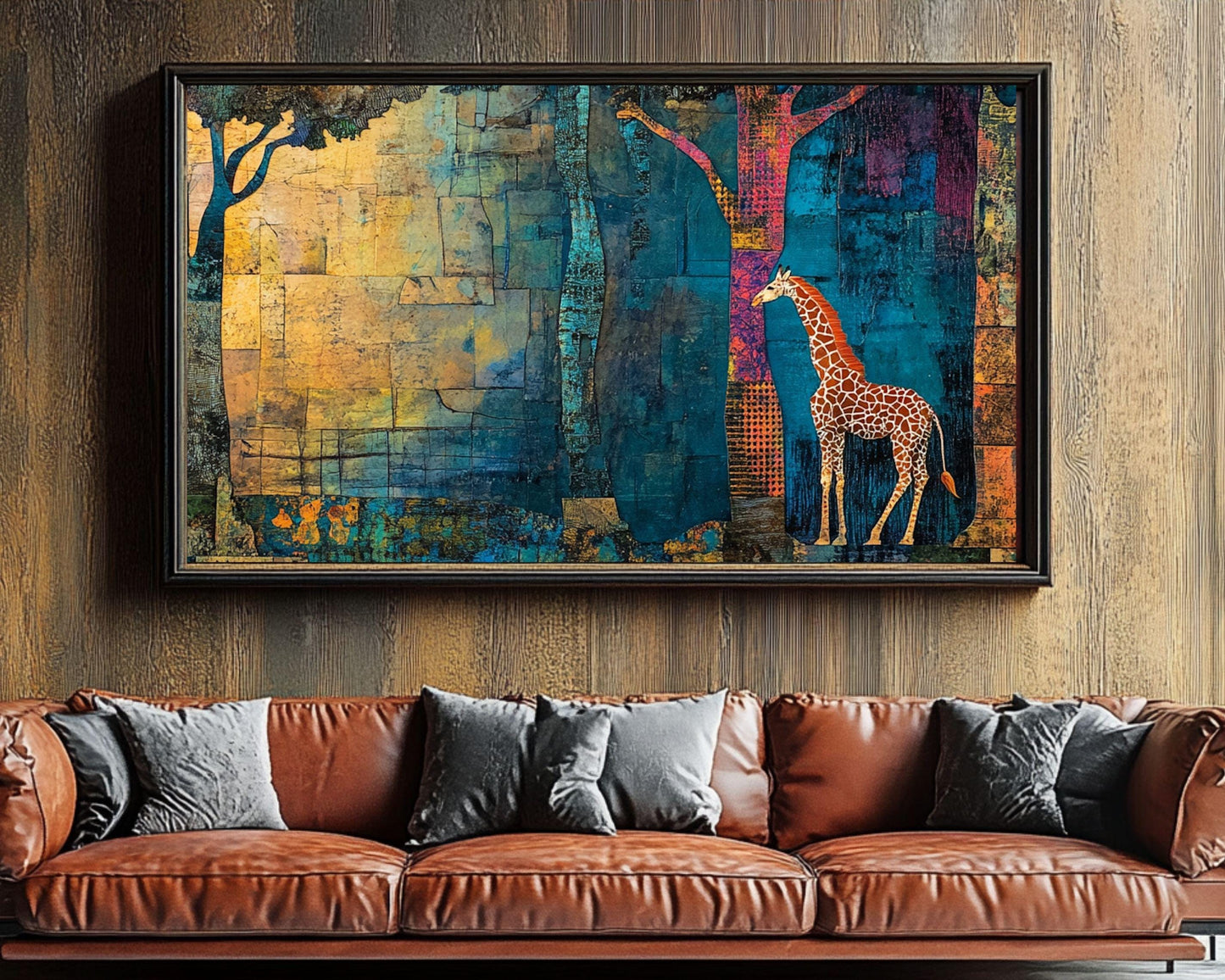 Abstract Giraffe Canvas Print - Modern Collage Wall Art Decor