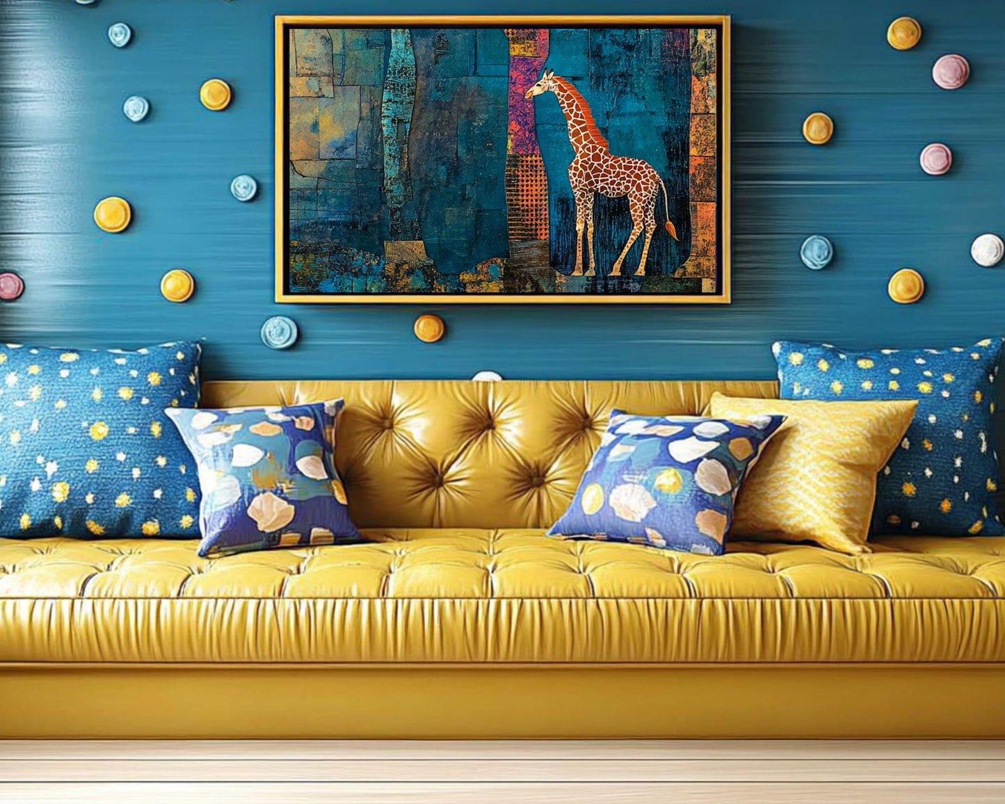 Abstract Giraffe Canvas Print - Modern Collage Wall Art Decor