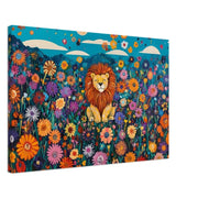 Colorful Smiling Lion canvas art showcasing vibrant African American wall art for a lively room decor.