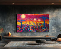 Colorful abstract african american wall art on canvas, showcasing vibrant shapes and textures for modern decor.
