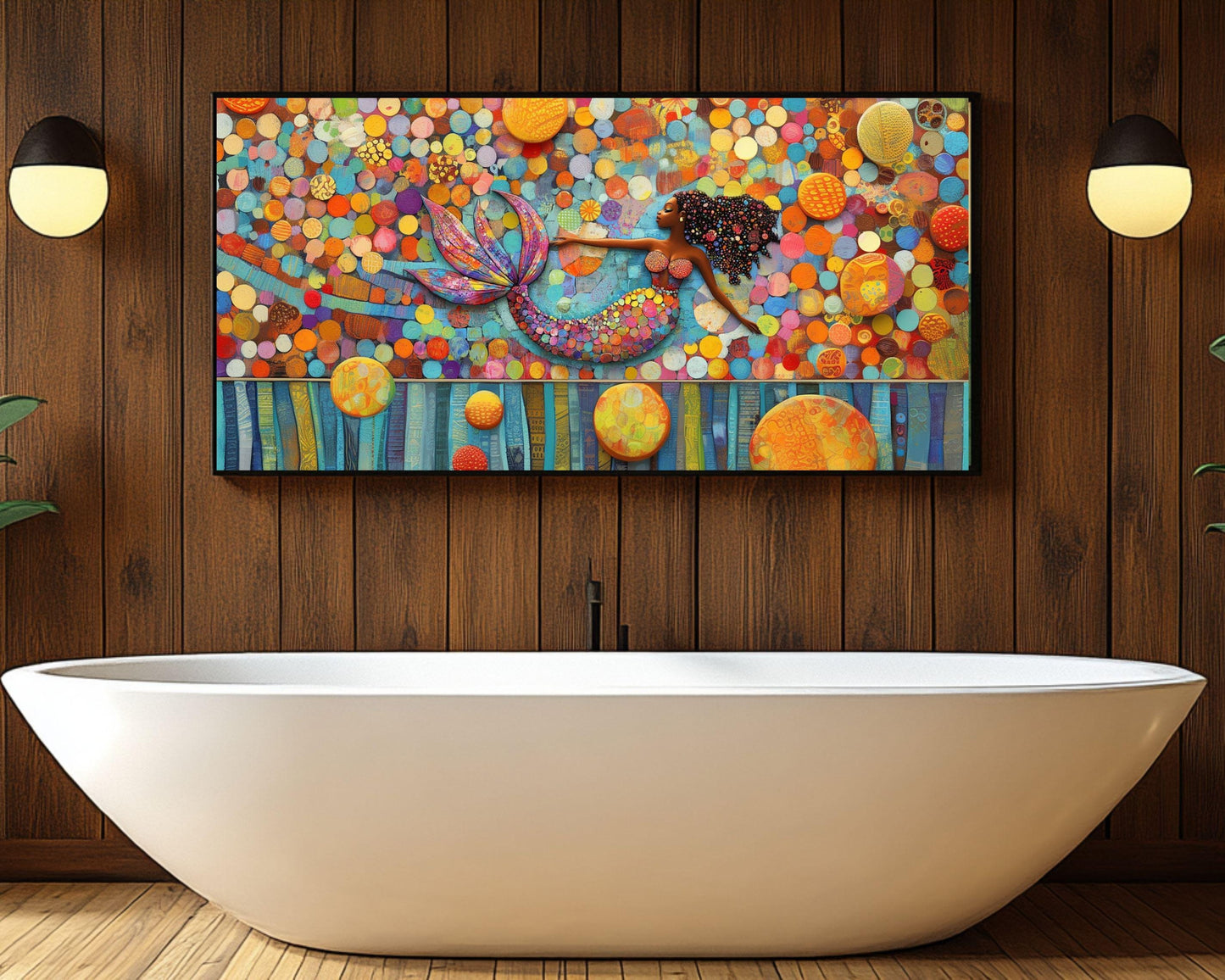 African-American Mermaid Canvas Print for Colorful Wall Art