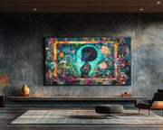 Vibrant Black Floral African American canvas print for home decor
