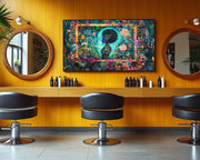 Vibrant Black Floral African American canvas print by MoomZee Artwork