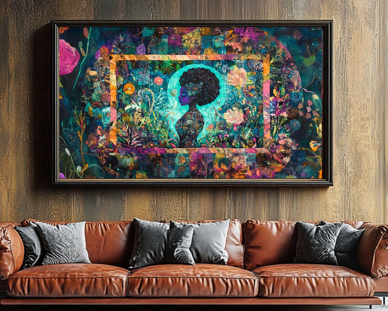 Vibrant Black Art African American Wall Art Floral Canvas