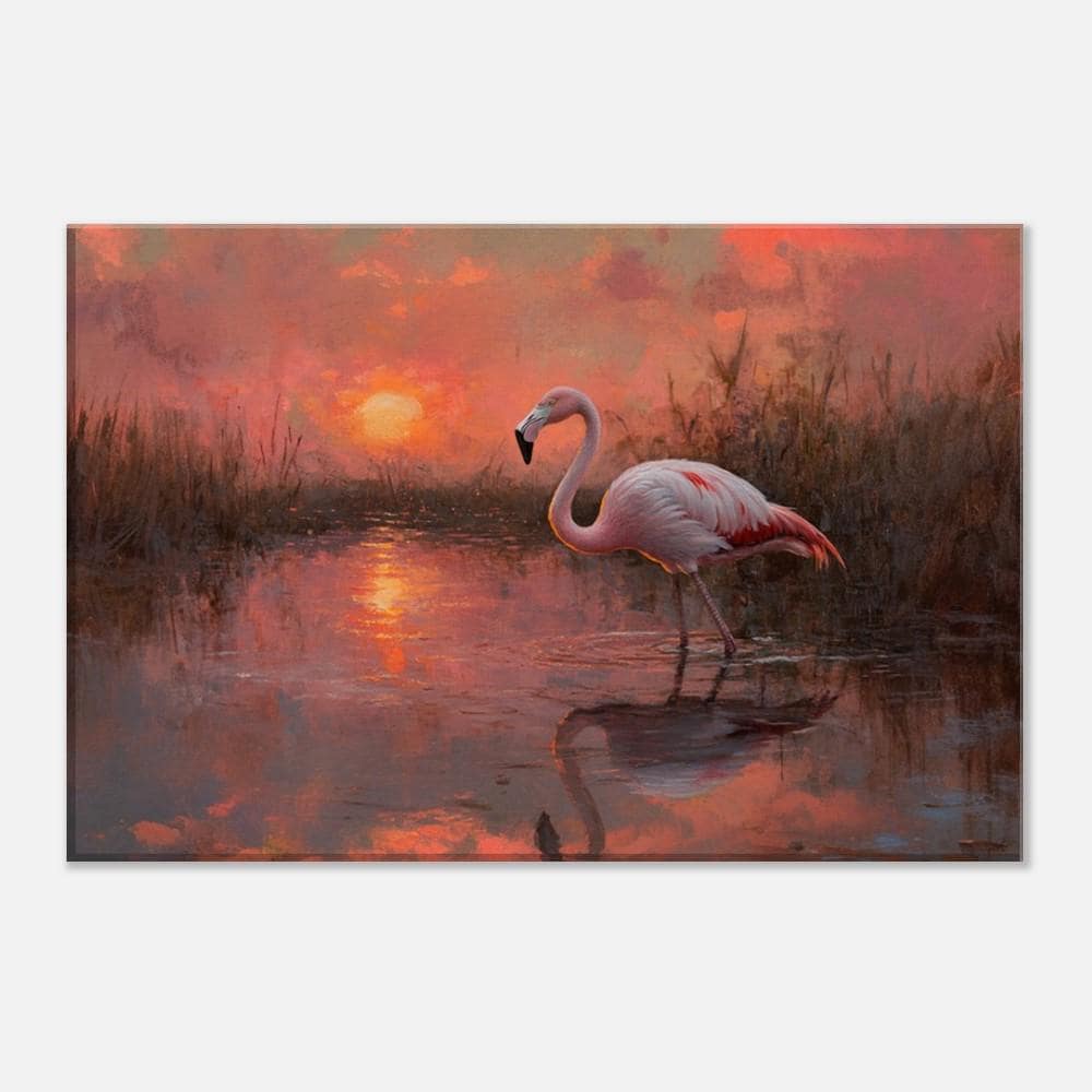 Flamingo Wetlands Canvas Art - Vibrant Nature Wall Decor for Bedroom or Living Room