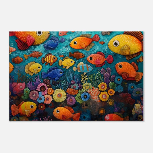 Underwater Coral Reef Canvas Art - Colorful Ocean Wall Decor for Living Room or Kids' Room