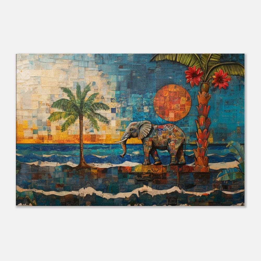 Sunset Elephant Caribbean wall art canvas print by MoomZee Artwork