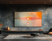Sunset Flamingo Caribbean wall art canvas print with visible wall art format