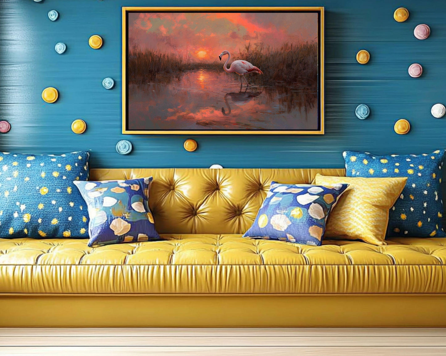 Flamingo Wetlands Canvas Art - Vibrant Nature Wall Decor for Bedroom or Living Room