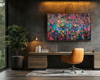 Colorful abstract canvas art featuring vibrant shapes and patterns, perfect as African American wall art for home decor.