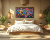 Colorful abstract canvas art featuring vibrant shapes, perfect as african american wall art for bold home decor.