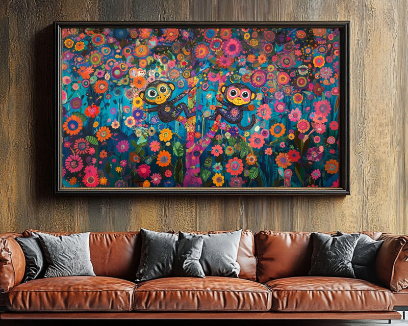 Playful Monkeys African American Wall Art Canvas Print