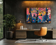Playful Monkeys cultural wall decor print by MoomZee Artwork