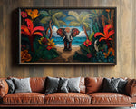 Tropical Elephant African American Wall Art Canvas Print