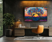 Playful Monkeys Sunset cultural wall decor print by MoomZee Artwork