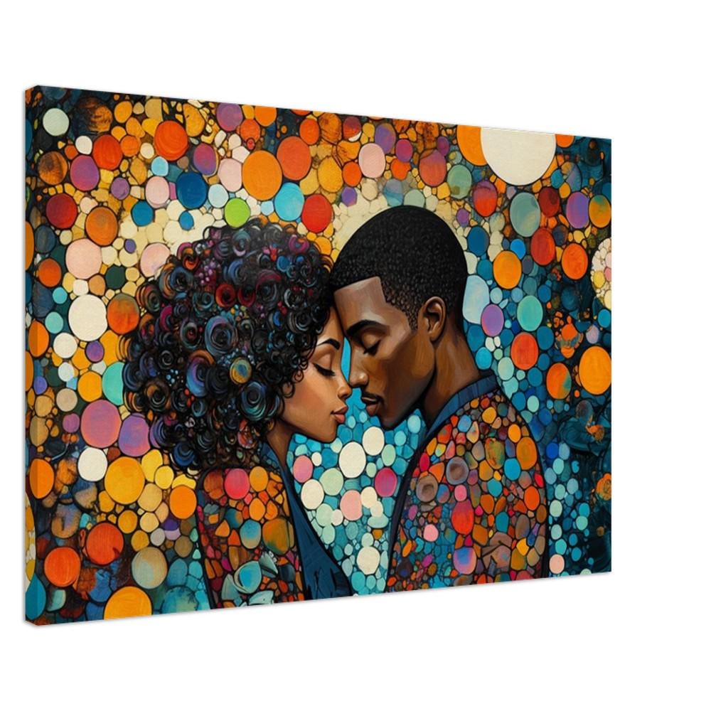 Abstract Love Black Couple Black love wall art canvas print by MoomZee Artwork