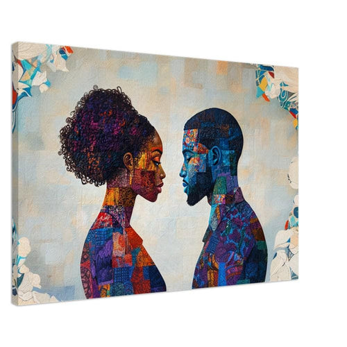 Black Love Art showcasing a romantic scene, perfect as african american wall art for adding warmth to any space.