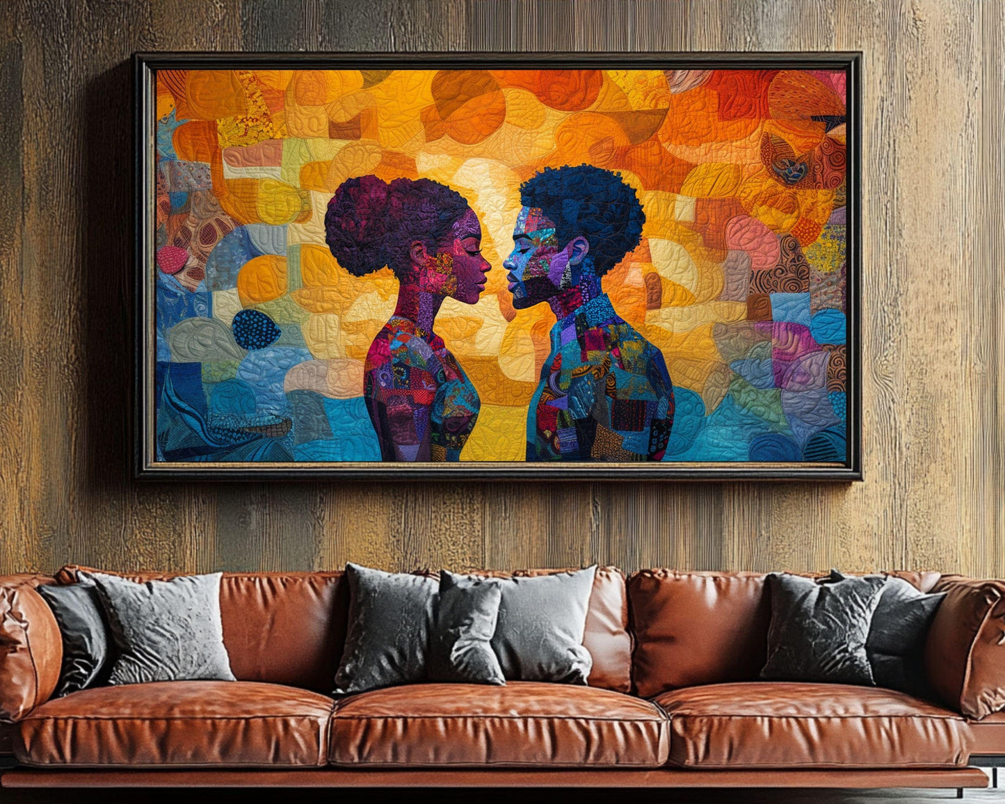 Romantic Black Couple Canvas Art for Bedroom or Living Room, Love Wall Decor, Valentine’s Day Gift