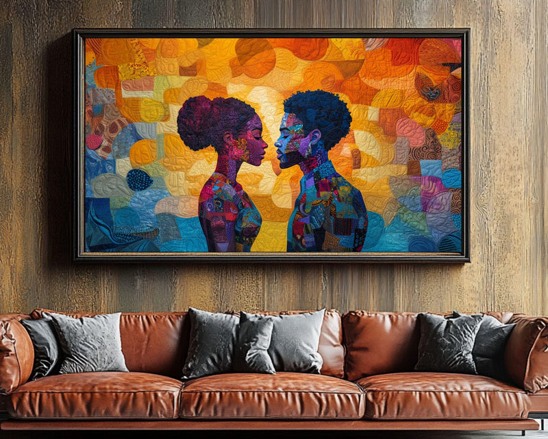 Black Love Art African American Romantic Gold Canvas Print
