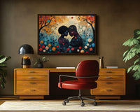 Vibrant abstract canvas art highlighting African American culture, ideal for enhancing any space with African American wall art.