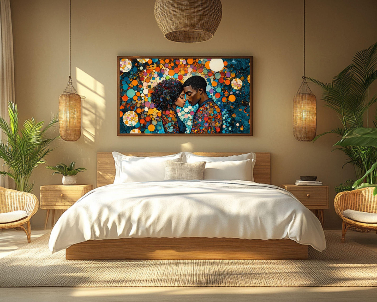 Charly Palmer Inspired Black Couple Canvas Art for Bedroom or Living Room, Abstract Love Wall Decor, Valentine’s Day Gift