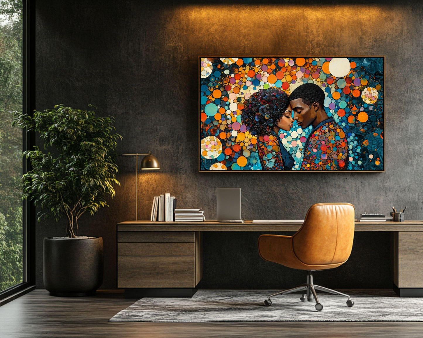 Charly Palmer Inspired Black Couple Canvas Art for Bedroom or Living Room, Abstract Love Wall Decor, Valentine’s Day Gift