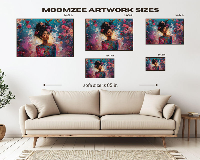 Goddess with Roses African American Wall Art