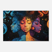 Cosmic Unity black art canvas featuring vibrant colors, celebrating African American culture and unity as stunning wall art.