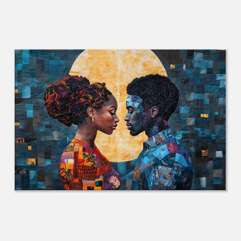 Quilted Black Couple African American Wall Art Canvas