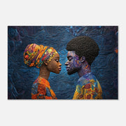 Quilted wall art featuring a black couple, representing love and connection in African American wall art.