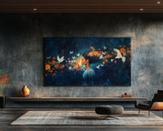 Midnight Bloom Black Goddess with Doves cultural wall decor print by MoomZee Artwork