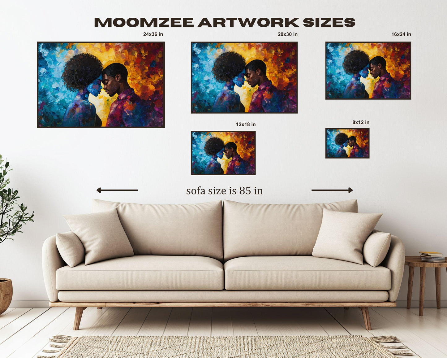 Charly Palmer Inspired Black Couple Canvas Art, Romantic Wall Decor, Valentine’s Day Gift