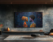 Quilted Black Couple cultural wall decor print by MoomZee Artwork
