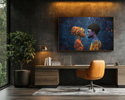 Quilted Black Couple Black love wall art artwork view