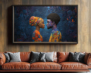 Quilted Black Couple Black love wall art for home decor