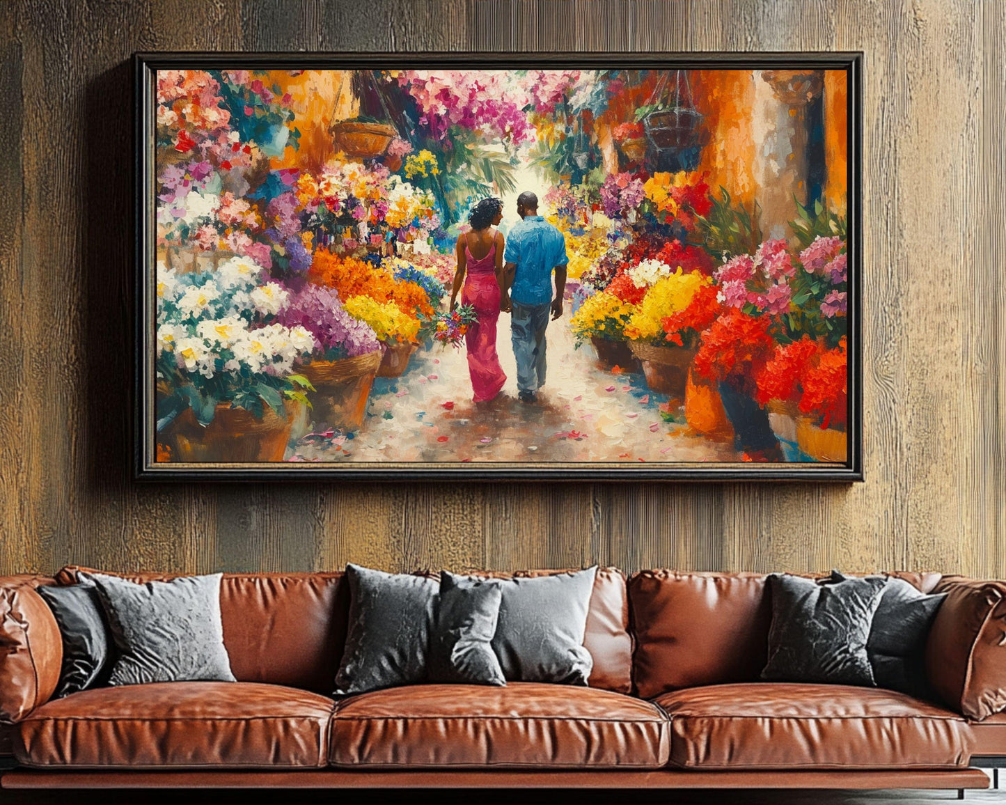 Lois Mailou Jones Inspired Caribbean Couple Canvas Art, Romantic Wall Decor, Valentine’s Day Gift