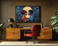 Colorful abstract canvas art featuring African American figures, perfect for adding a vibrant touch to any space.