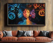 Cosmic Unity Black African American canvas print for home decor