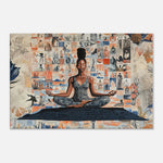 Meditative Black Woman Floral African American Canvas Art