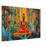 Black Woman Art Meditating in Jungle