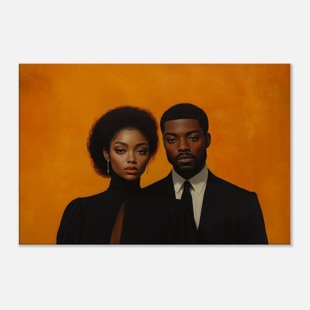 Elegant Black couple canvas art, showcasing love and connection, perfect for African American wall art decor.