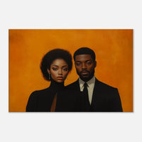 Elegant Black couple canvas art, showcasing love and connection, perfect for African American wall art decor.