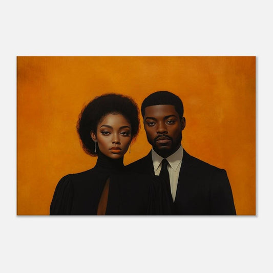 Elegant Black Couple - Unframed Canvas Wall Art for Bedroom or Living Room Wedding Gift