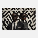 Modern Black Couple Geometric Canvas Art